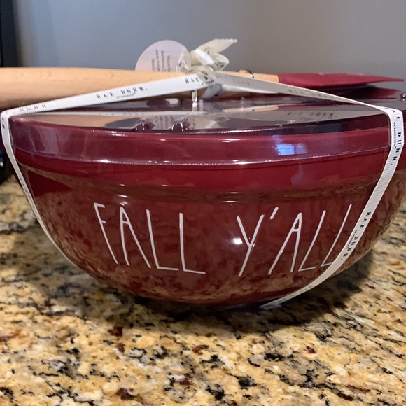 COPY - Rae Dunn FALL Y’ALL large ceramic mixing bowl with spatula - Picture 1 of 8